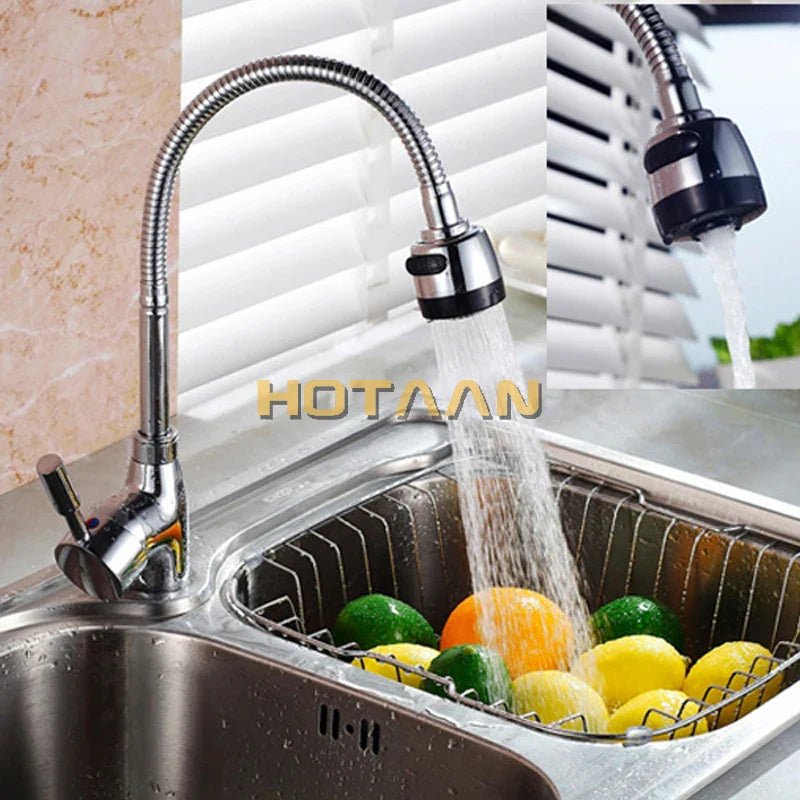 Afralia™ Brass Kitchen Mixer Faucet Single Hole Hot Cold Water Tap