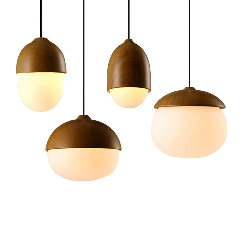 Afralia™ Nordic Nuts Pendant Lamp | Imitation Wood Design | E27 Bulb | Creative Lighting