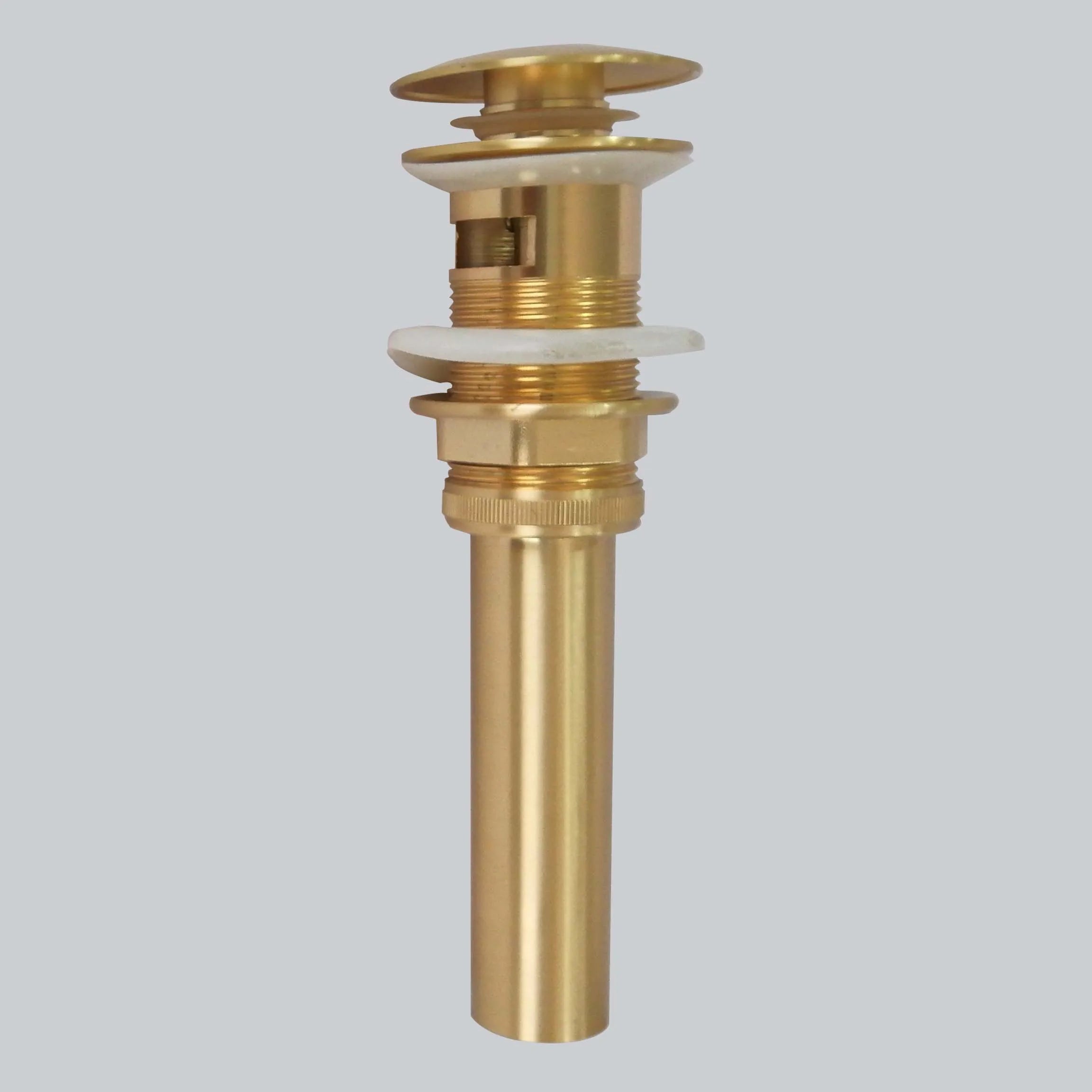 Afralia™ Brushed Gold Basin Sink Pop Up Drain with Overflow, Round Brass Waste Water Drainer