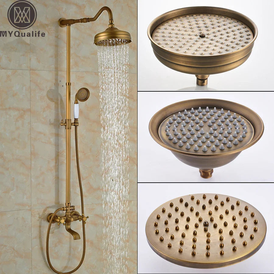 Afralia™ Luxury Rainfall Shower Mixer: 8" Brass Head, Tub Mixer Tap with Handshower
