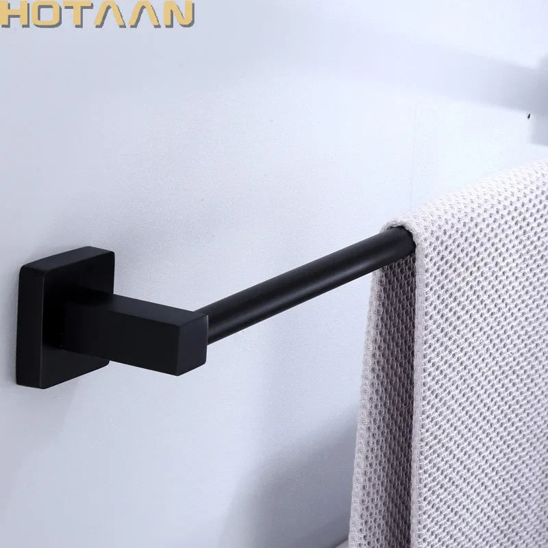 Afralia™ Matte Black Stainless Steel Towel Bar - 30/40/45/50/60cm