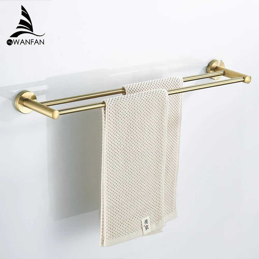 Afralia™ Golden Swan Bath Hardware Set: Towel Rack, Toilet Paper Holder, Tissue Roll Holder