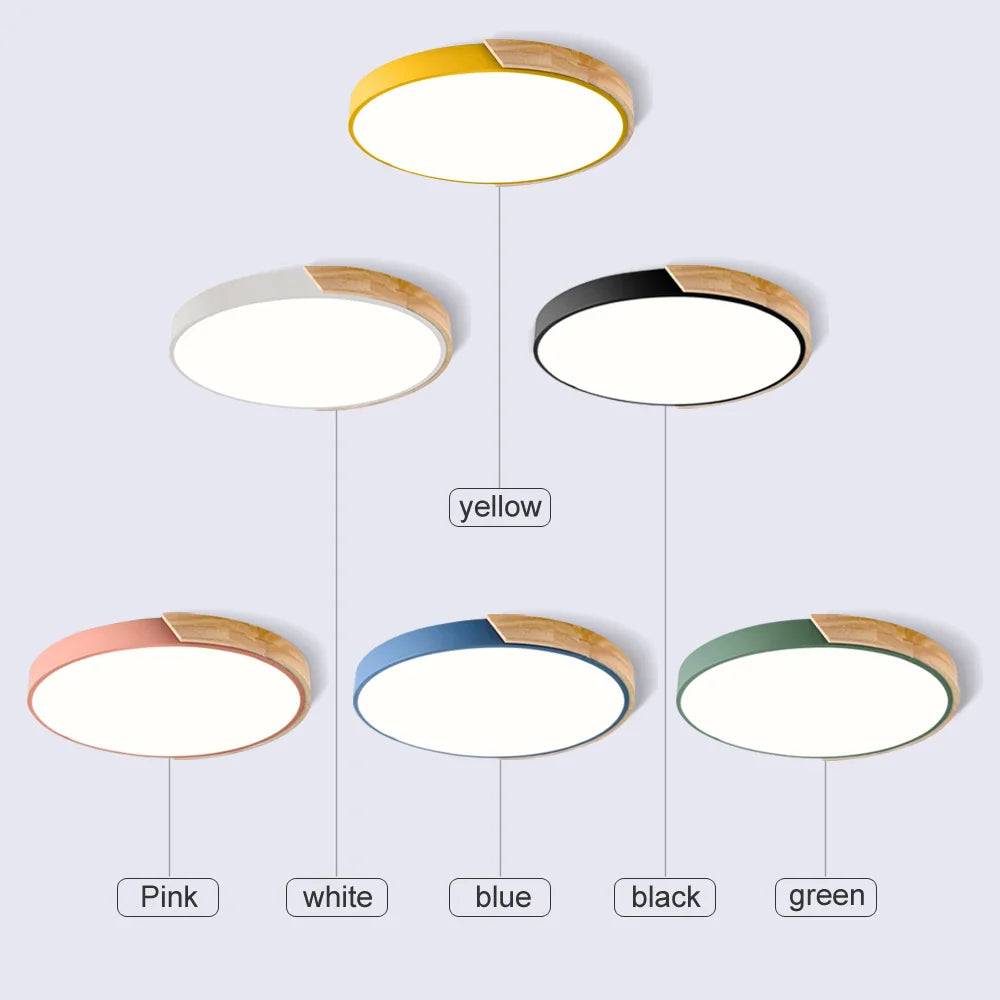 Afralia™ Nordic Wood Ceiling Lights Modern Colorful Bedroom Lamps 30cm 40cm