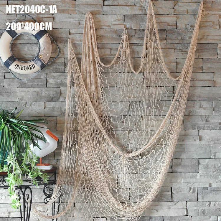 Afralia™ Decorative Fishing Net Wall Hanging - Mediterranean Style Nautical Home Decor