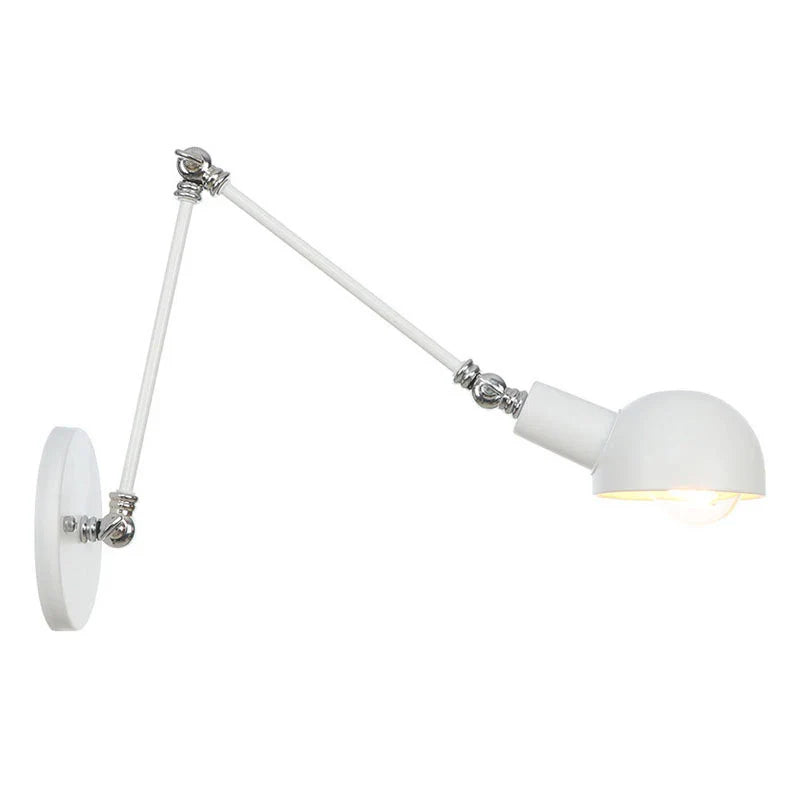 Afralia™ Vintage Swing Arm Wall Lamp in White Brass Finish