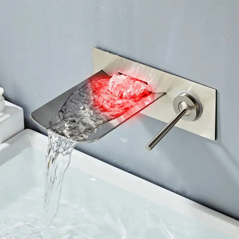 Afralia™ LED Waterfall Wall Mount Bath Faucet with Temperature Control