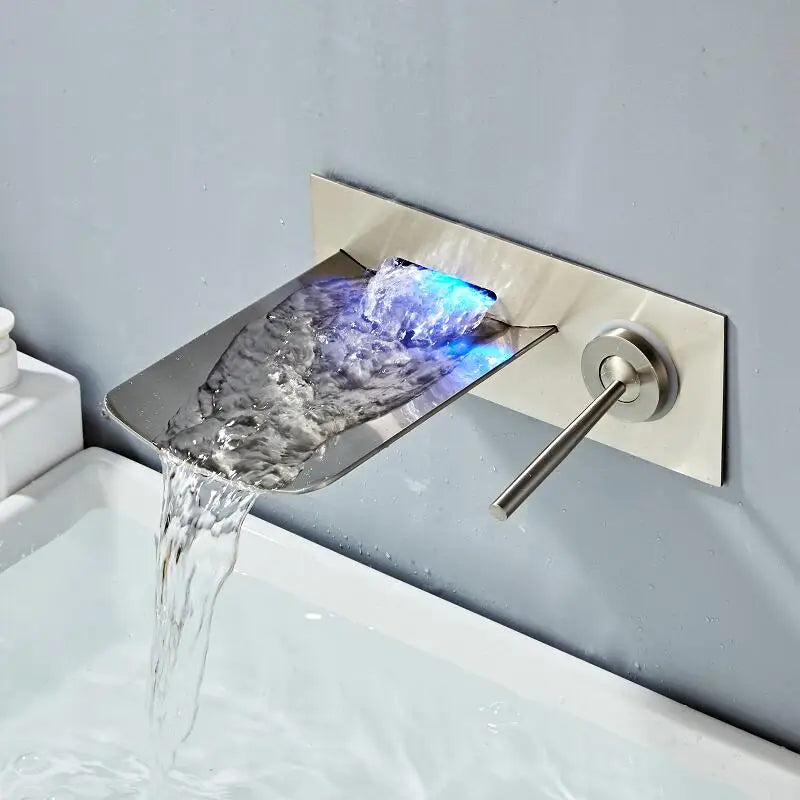 Afralia™ LED Waterfall Wall Mount Bath Faucet with Temperature Control