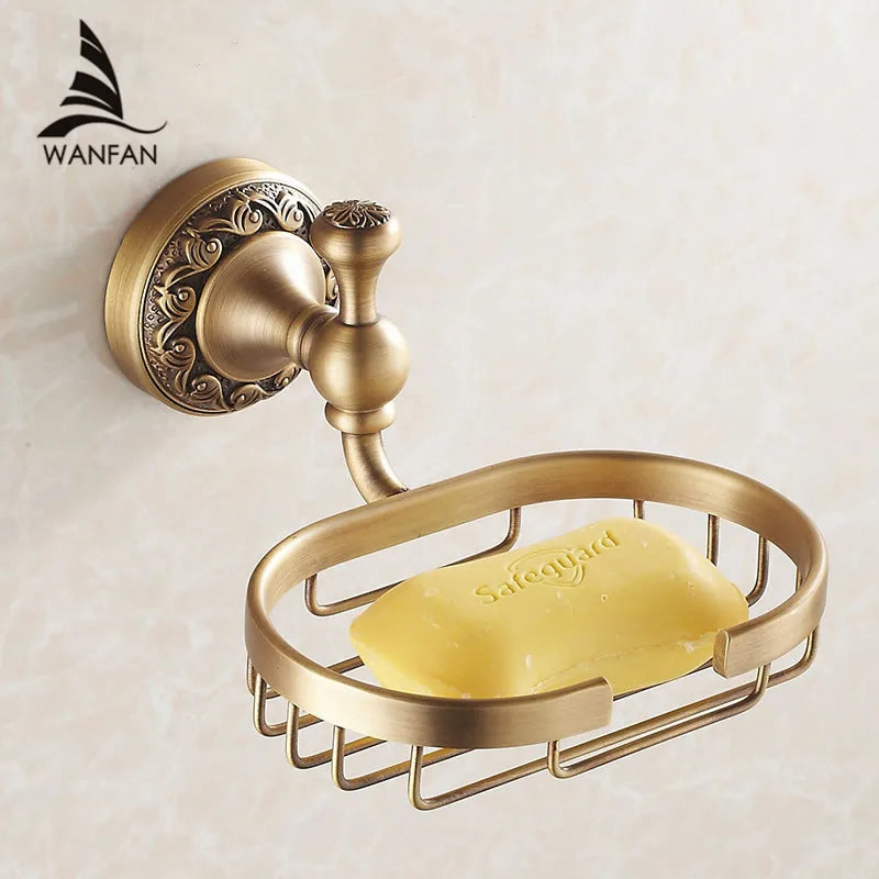 Afralia™ Antique Bronze Brass Crystal Soap Dish Basket Bathroom Accessories