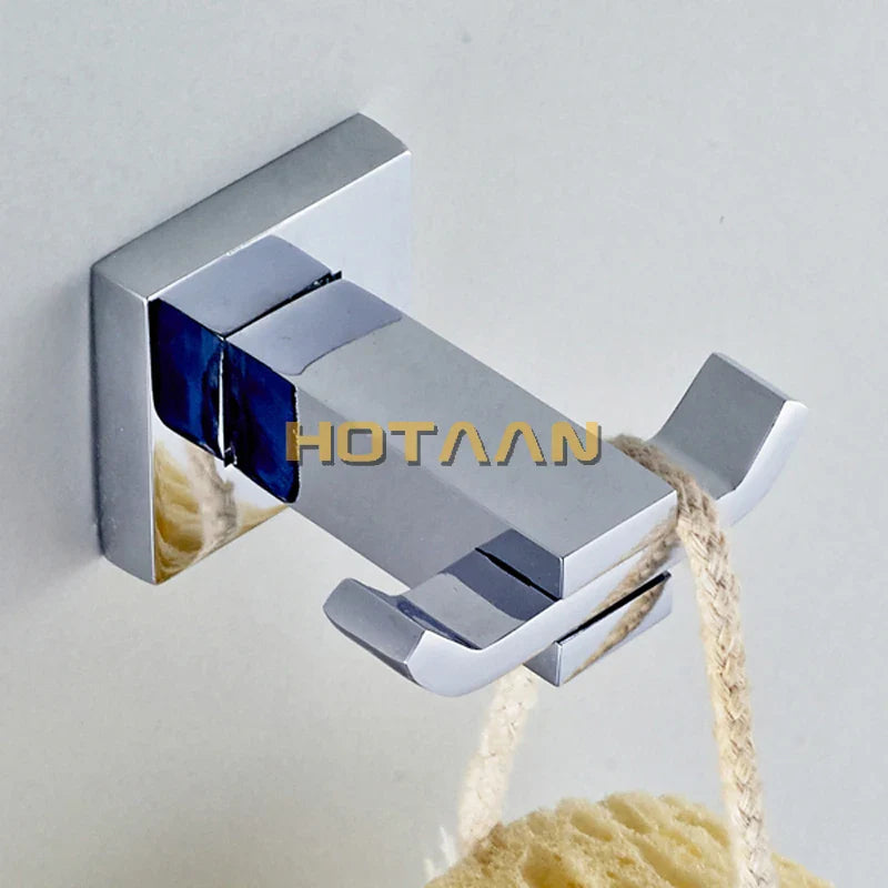 Afralia™ Stainless Steel Chrome Square Robe/Clothes Hook Bathroom Accessories