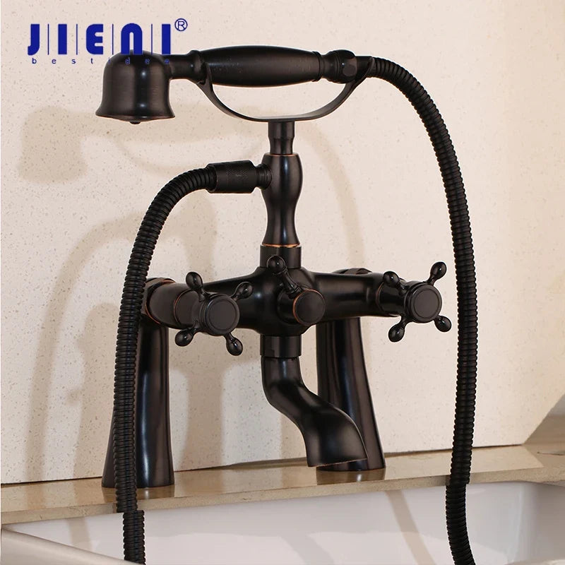 Afralia™ Golden Bathtub Faucet with Handshower and 2 Handles