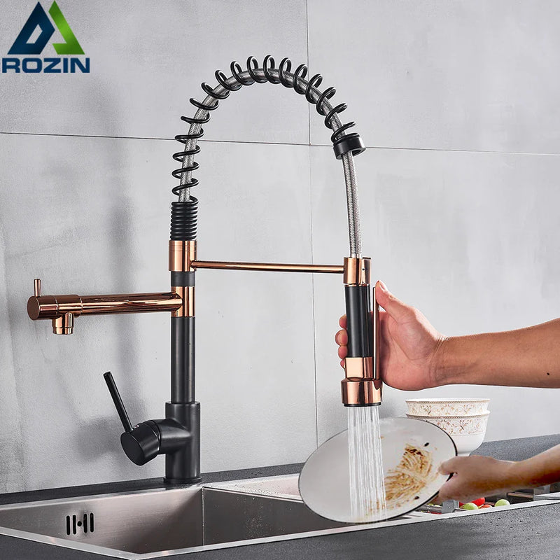 Afralia™ Spring Pull Down Kitchen Faucet with Dual Spout Mixer Tap