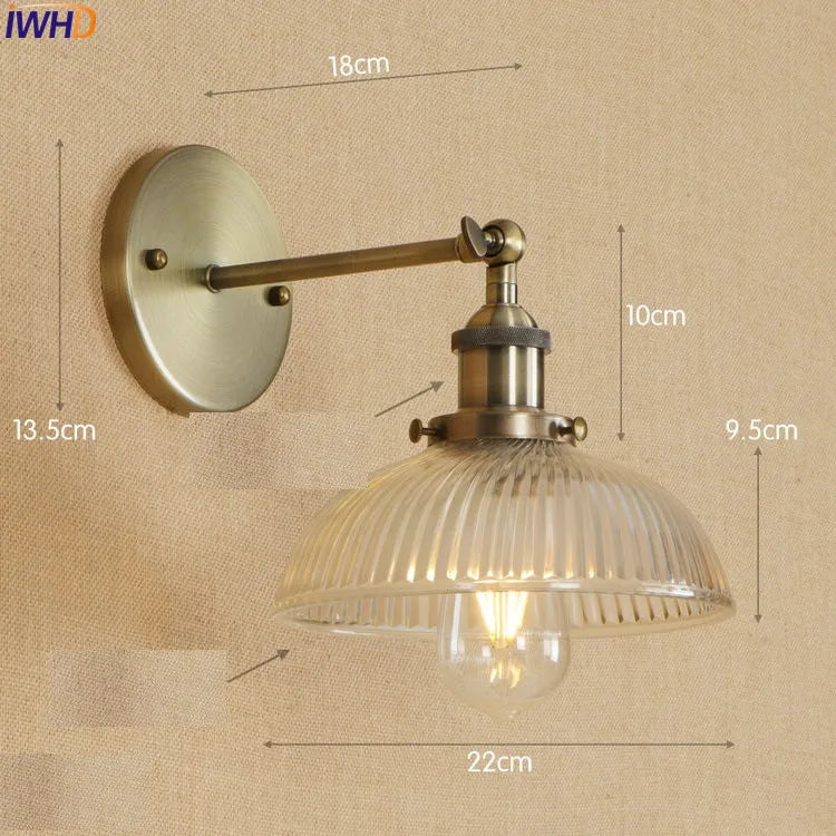 Afralia™ Antique Brass Industrial Swing Arm Wall Sconce - Vintage Glass Wall Light Fixtures