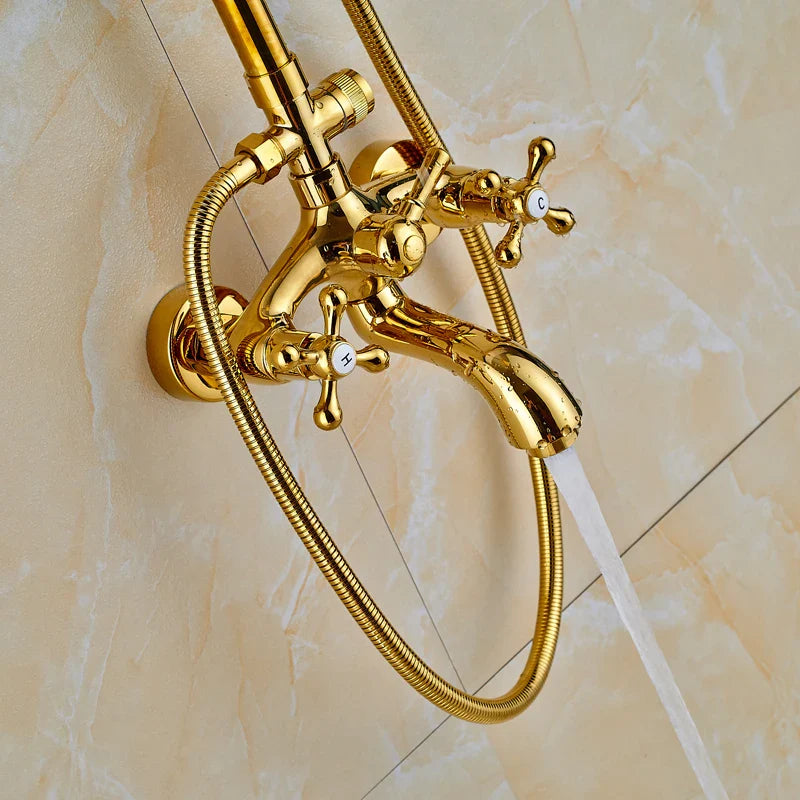Afralia™ Dual Handle Wall Mounted Rainfall Shower System with Sliding Bar