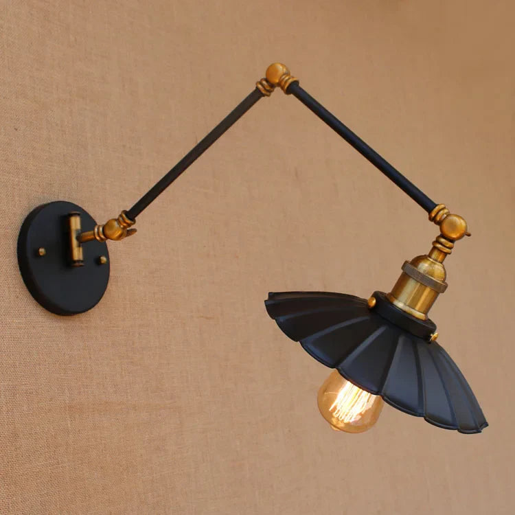 Afralia™ Industrial Swing Arm Wall Lamp Retro Vintage Style Fixture LED Bulb Loft Sconce