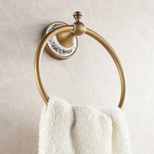 Afralia™ Antique Bronze Towel Ring – Solid Brass Wall Mounted Holder for Bathroom