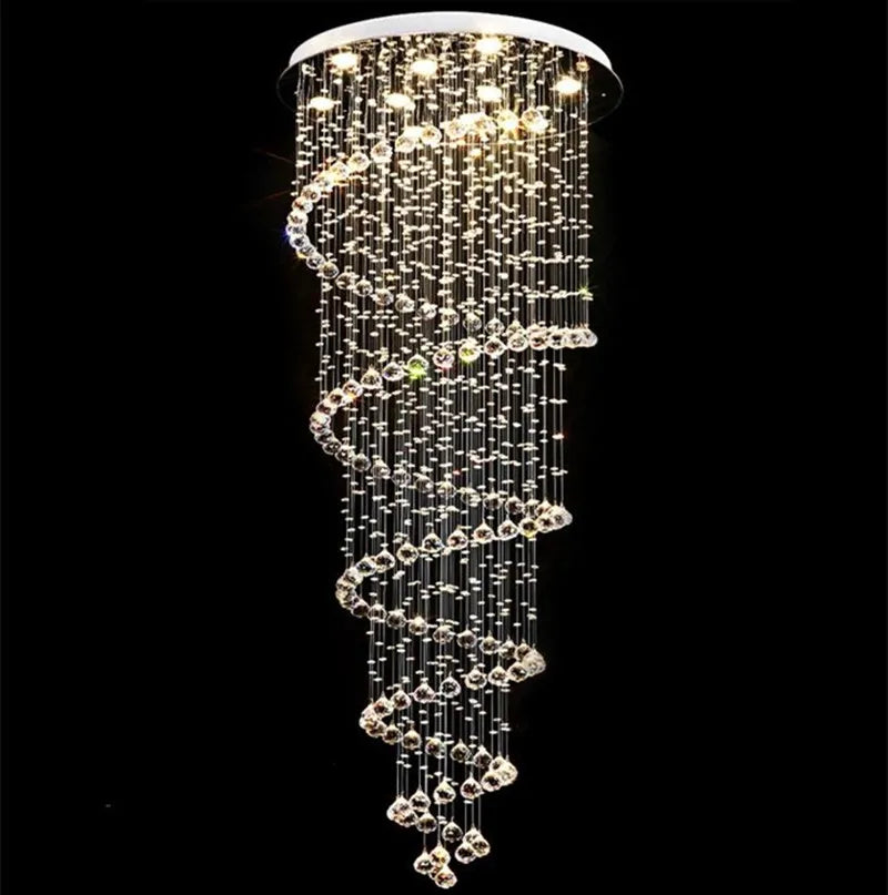 Afralia™ Round Crystal Chandelier Italian Design for Stairwell Living Room Kitchen Lighting