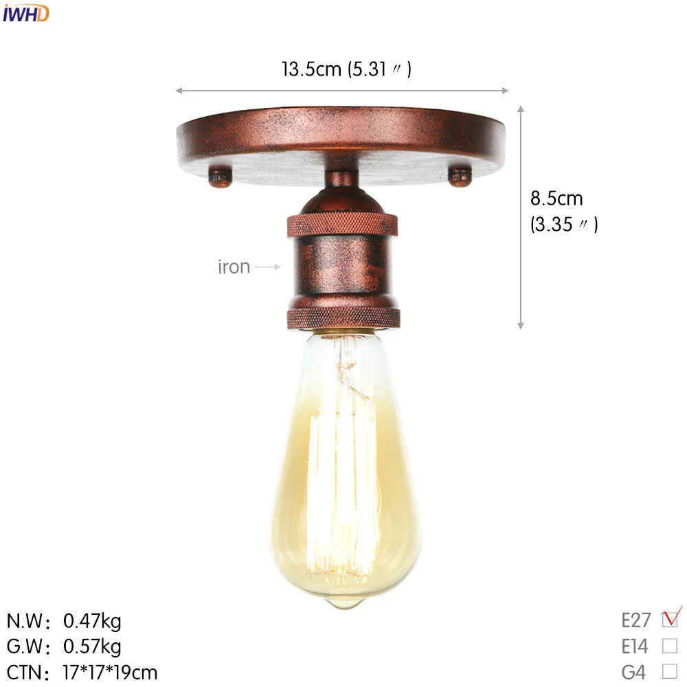 Afralia™ Retro Industrial Ceiling Light Fixture Kitchen Porch Loft LED Luminaire