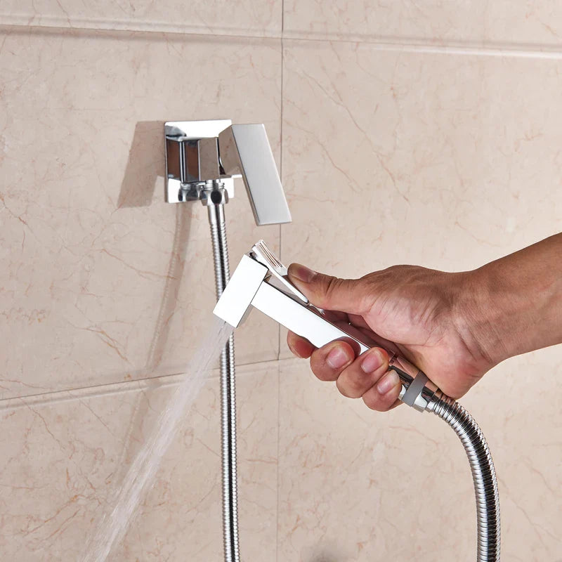 Afralia™ Brass Bidet Faucet Mixer with Square Shower Spray