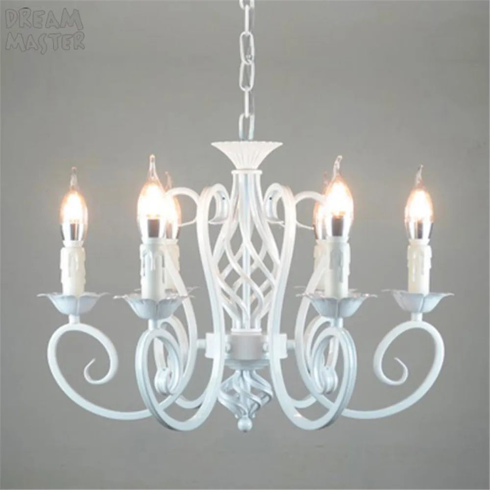 Afralia™ White Nordic Chandelier Wrought Iron Lustre Lamp for Living Room Bedroom Lighting