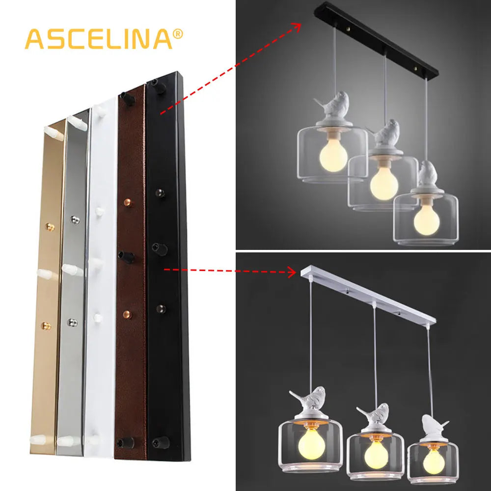 Afralia™ Ceiling Plate for Three-Lamp Light Fitting: Rectangular Strip Canopy Base