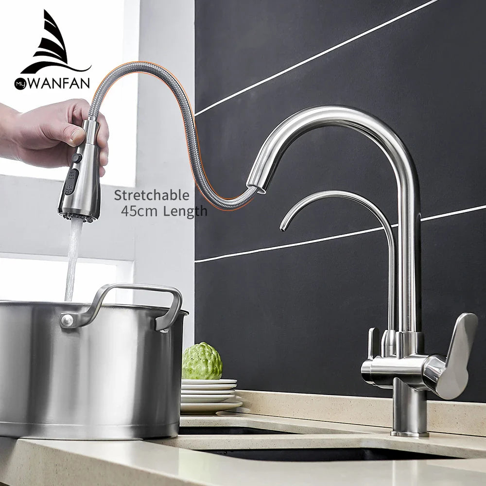 Afralia™ Crane Kitchen Faucet Three Ways Sink Mixer WF-0195