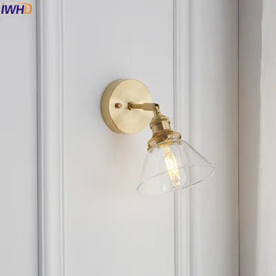 Afralia™ Copper Glass Wall Light Nordic Vintage Sconce Bathroom Bedroom Home Lighting