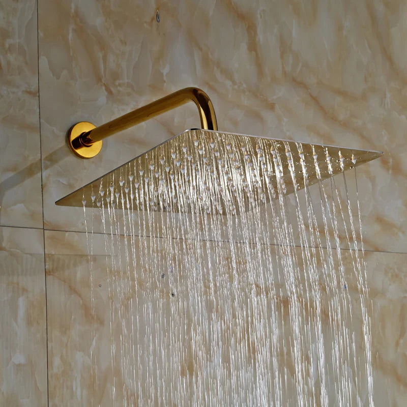 Afralia™ Stainless Steel Rain Shower Head in Square and Round Golden Finish