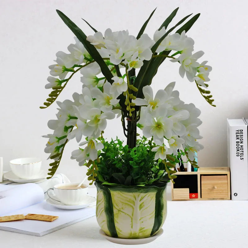 Afralia™ Phalaenopsis Orchid Vase Set - Artificial Flower Home Decoration Bouquet