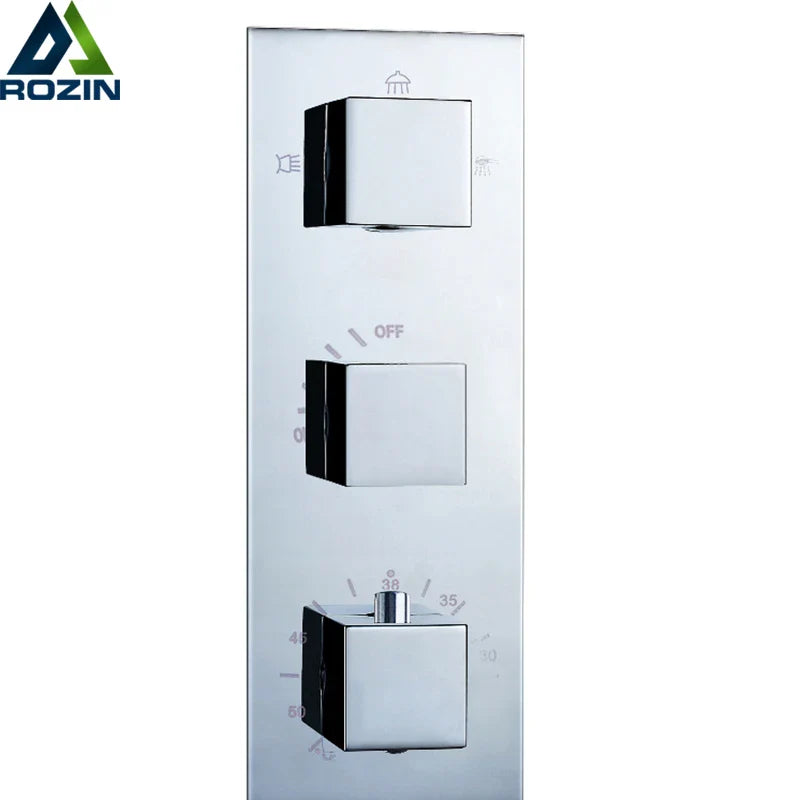 Afralia™ Thermostatic Shower Mixer Valve with 3 Handles
