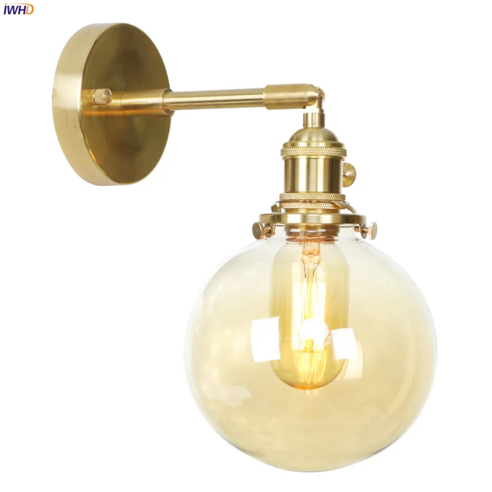 Afralia™ Glass Ball Copper Wall Lamp - Nordic Retro LED Wall Light Sconce