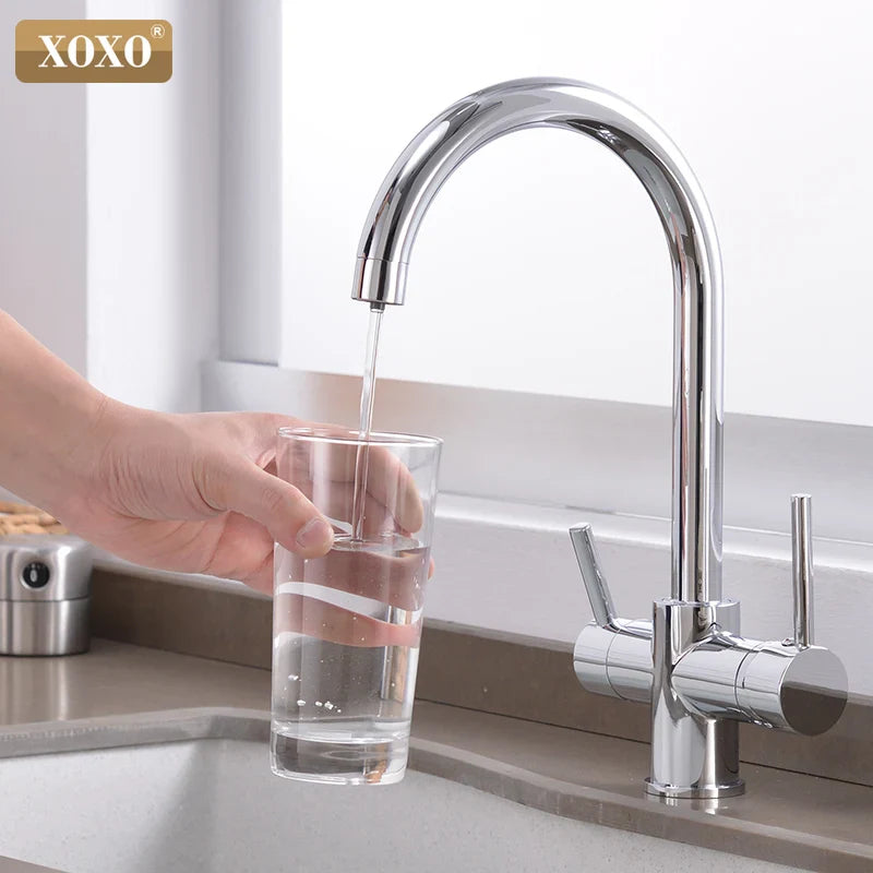 Afralia™ Pure Water Filter Kitchen Faucet Drinking Water Tap 360 Rotation Chrome