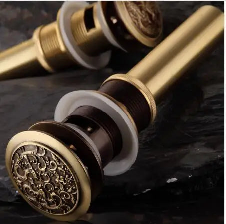 Afralia™ Brass Bathroom Sink Push-down Pop Up Drain - High Quality Lavatory Faucet Accessories