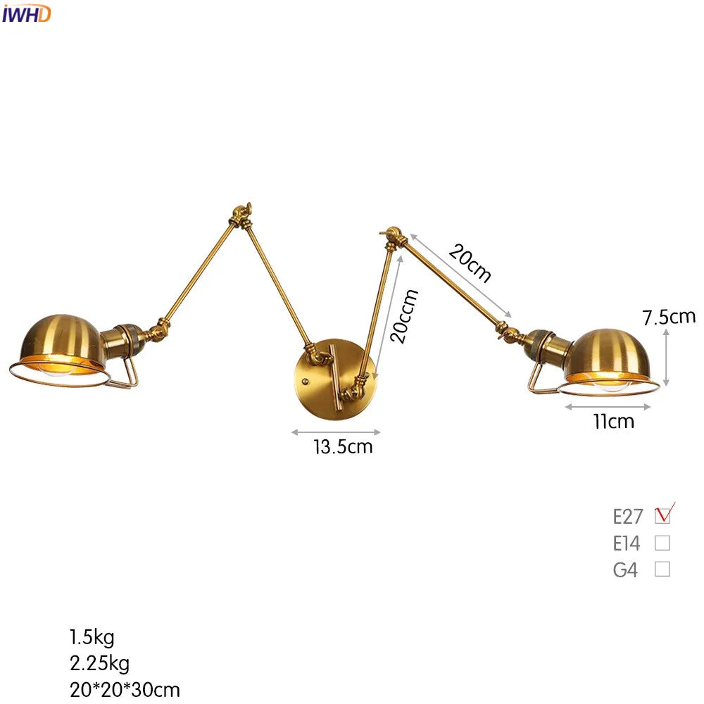Afralia™ Industrial Swing Arm Wall Sconce Light Fixture Bedroom Bathroom Loft Vintage
