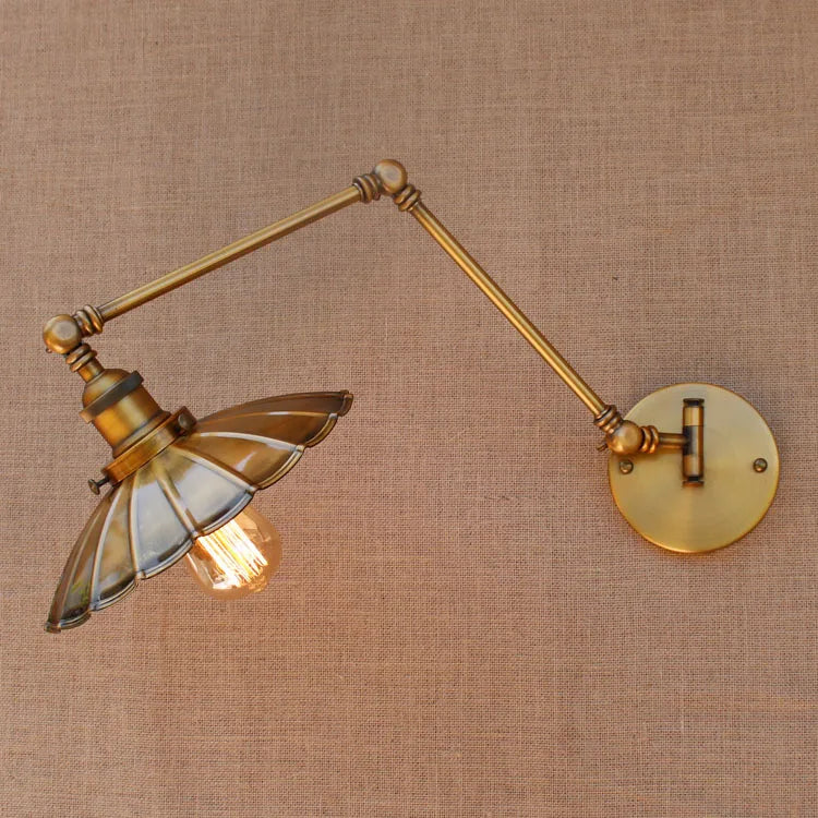 Afralia™ Swing Arm Wall Light Industrial Vintage Retro Loft Style Brass Wall Lamp