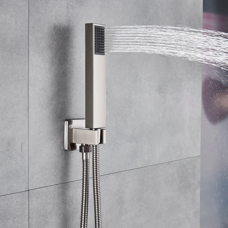 Afralia™ Brushed Nickel Handshower Set with Stainless Steel Hose & Wall Bracket