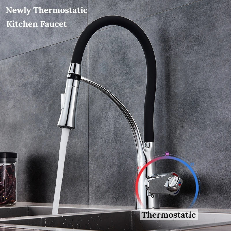 Afralia™ Chrome Kitchen Sink Faucet Swivel Pull Down Mixer Tap for Hot and Cold Water