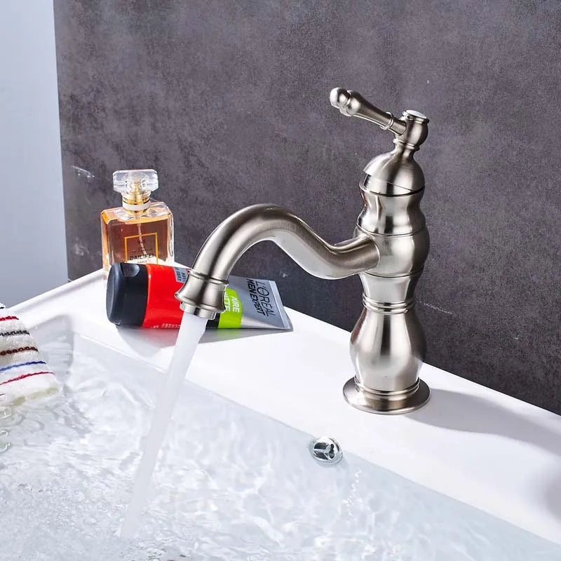 Afralia™ Brushed Nickel Basin Faucet with Long Spout - Deck Mounted Single Handle Mixer