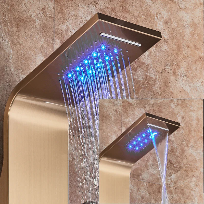Afralia™ LED Rain Shower System with Swivel Massage Jet and Bidet Sprayer
