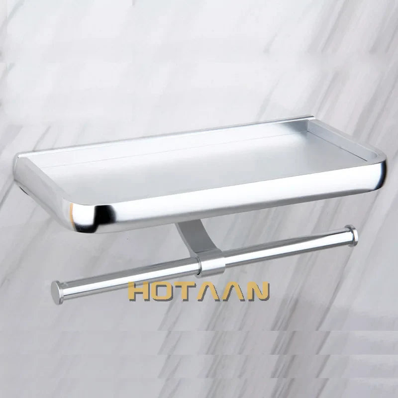 Afralia™ Aluminium Toilet Paper Holder Multifunction Bathroom Mobile Holder Shelf - Oxidation Finish