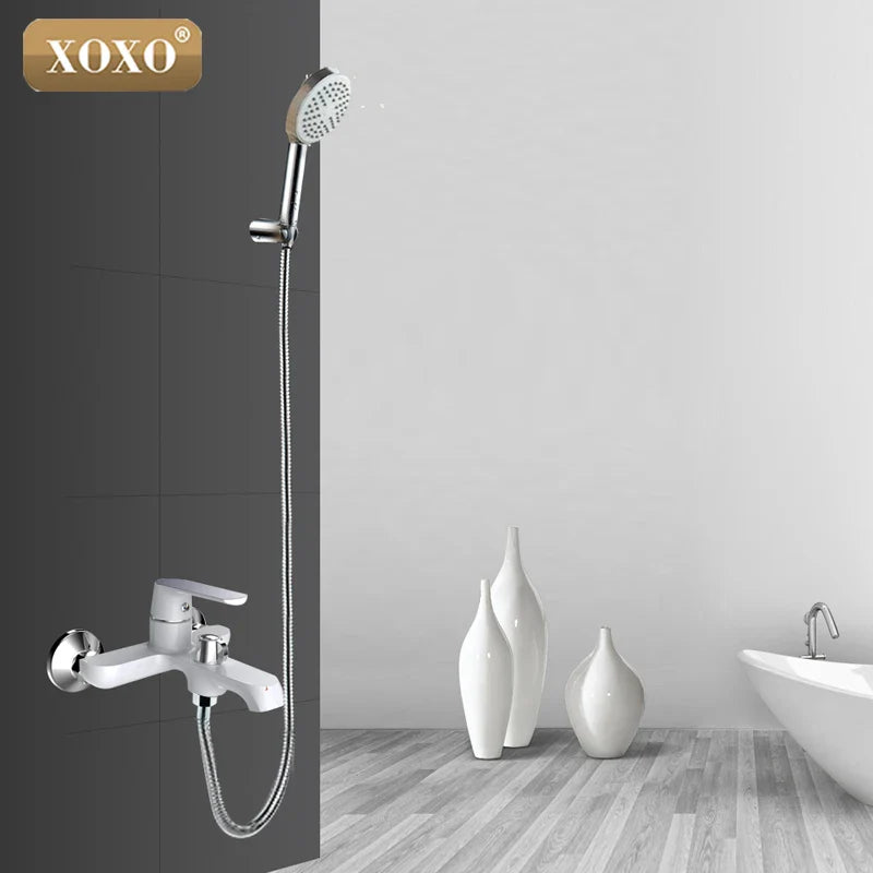 Afralia™ Brass Chrome Wall Mounted Shower Faucet Set with Green Orange Shower Head