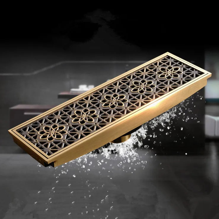 Afralia™ Euro Antique Brass Carved Floor Drain Cover for Bathroom Bath Accessories