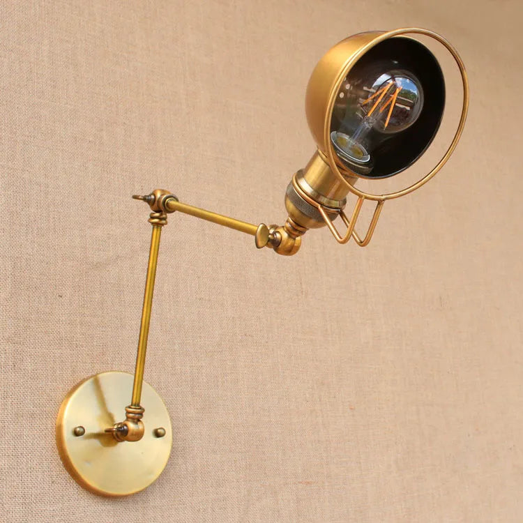 Afralia™ Swing Arm Wall Light Industrial Vintage Retro Loft Style Brass Wall Lamp