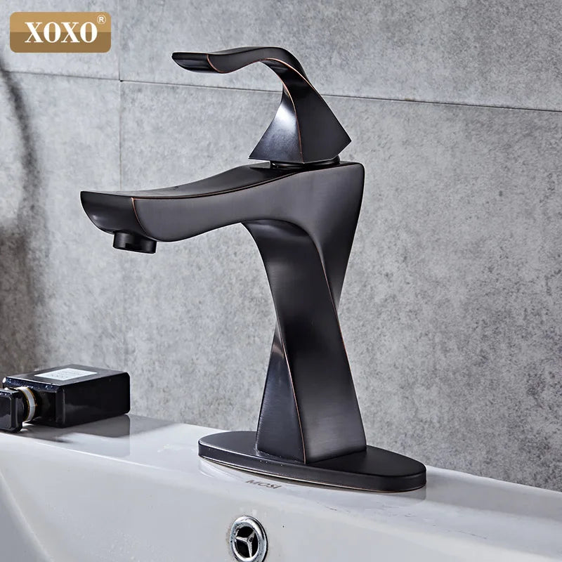 Afralia™ Contemporary Brass Basin Faucet with Single Handle Mixer for Bathroom