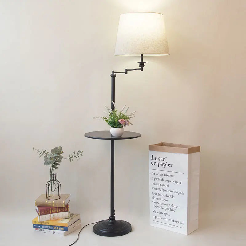 Afralia™ Wooden Floor Lamp: Nordic Style Storage Tray Vertical Lamp for Living Room, Bedroom, Study