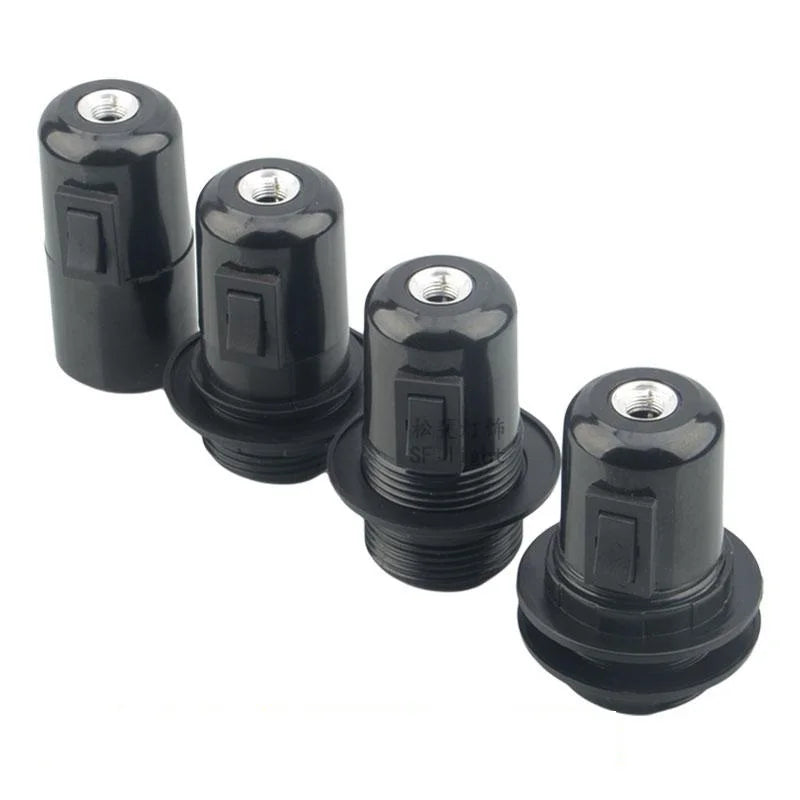 Afralia™ E27 Socket Lamp Base Switch 4A, 250V Black Fitting Bulb Holder Socket