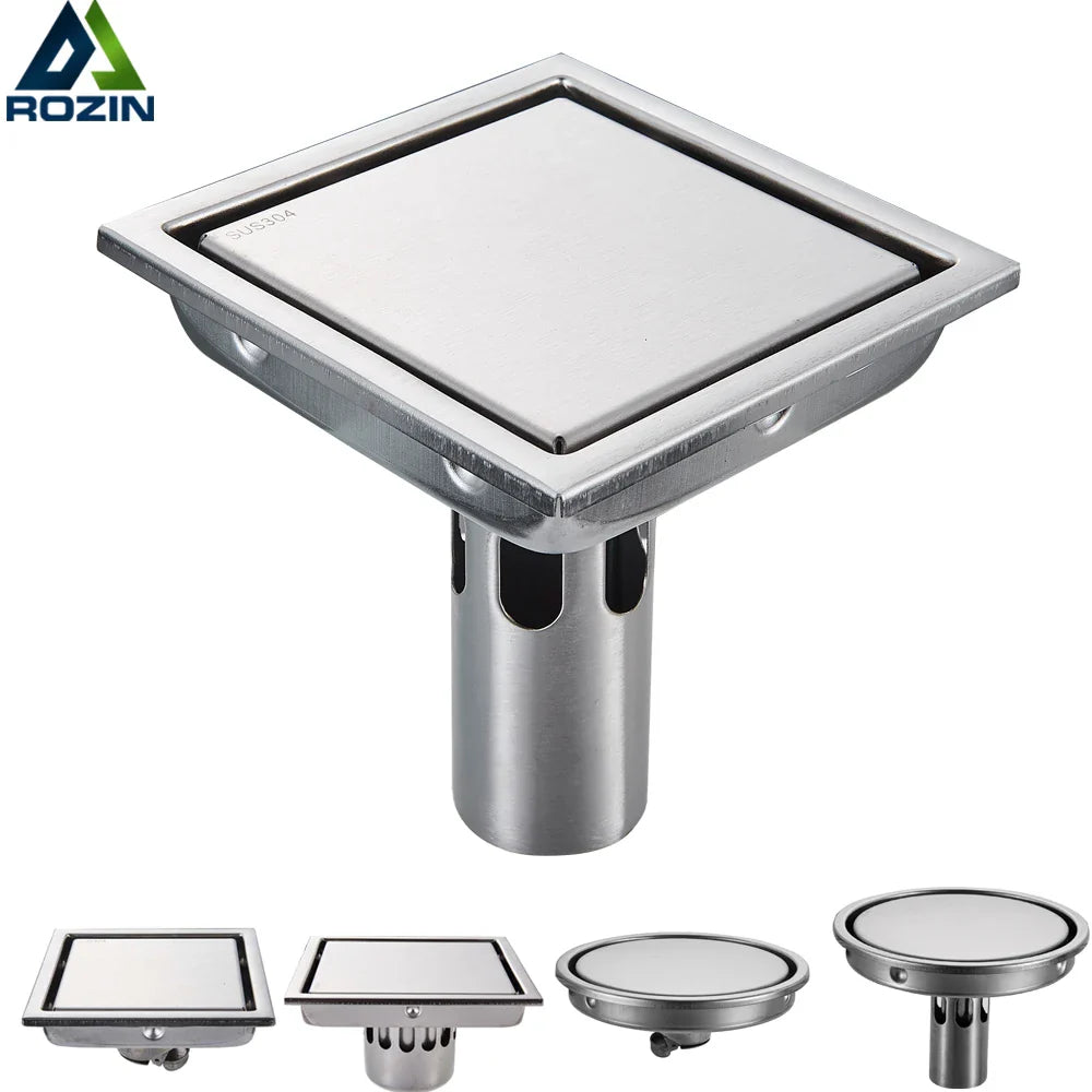 Afralia™ Stainless Steel Square Floor Drain Shower Kitchen Bathroom Strainer Cover Grate