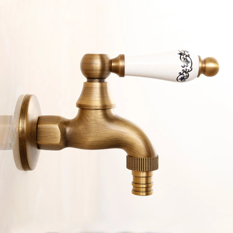 Afralia™ Brass Antique Bibcock Faucet for Garden and Laundry, Cold Water Tap