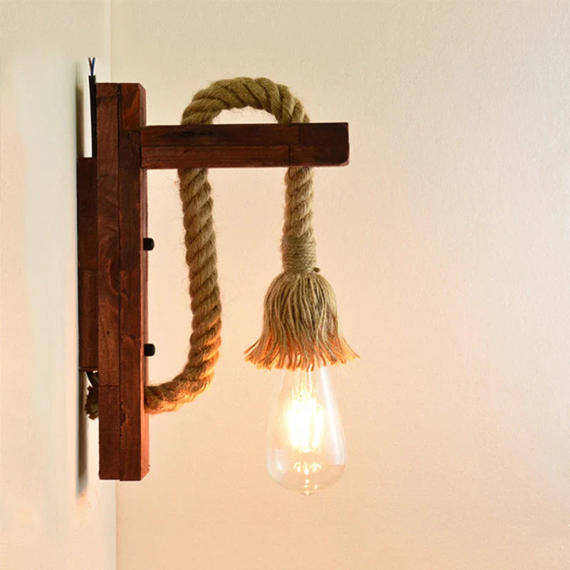 Afralia™ Industrial Vintage Wall Lamp LED Wooden Wall Lights Interior