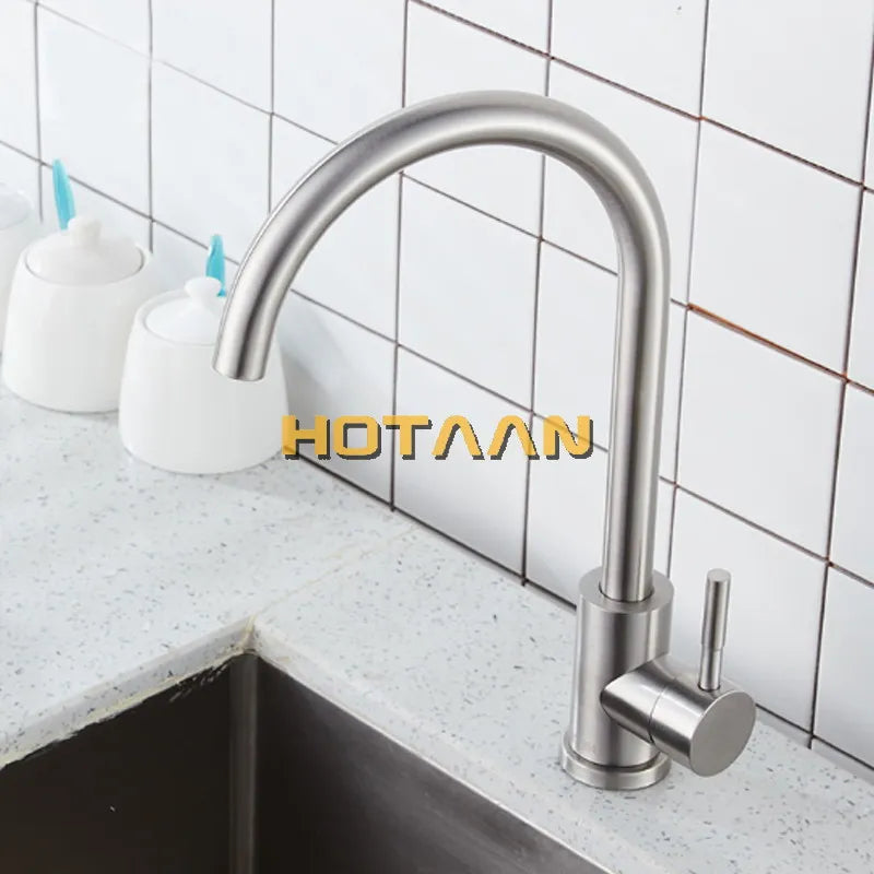 Afralia™ Brushed Nickel Stainless Steel Kitchen Faucet with Single Handle and Single Hole