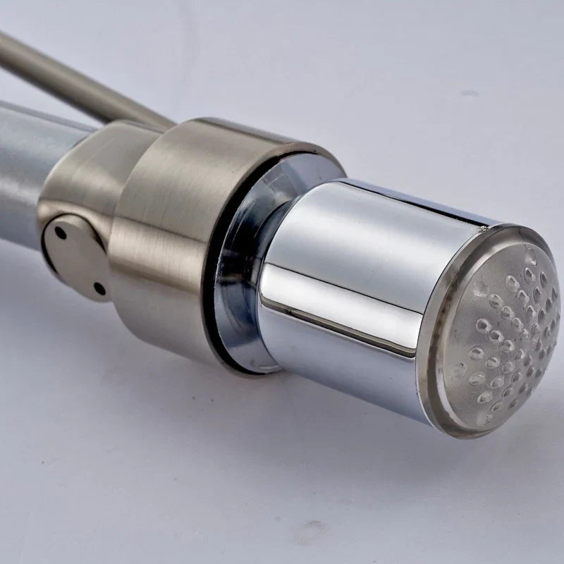 Afralia™ Brushed Nickel LED Color Changing Kitchen Faucet Spray Head